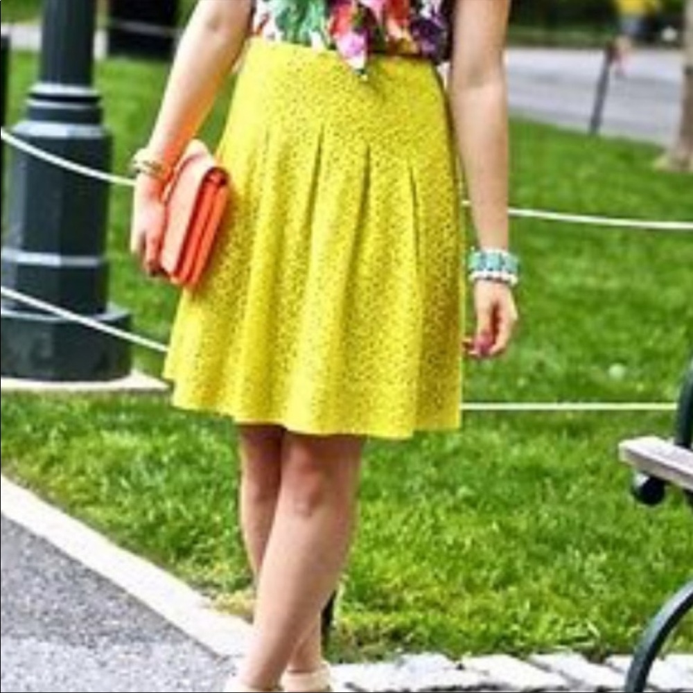Anthropologie Maeve Eyelet A-line Yellow Skirt 6